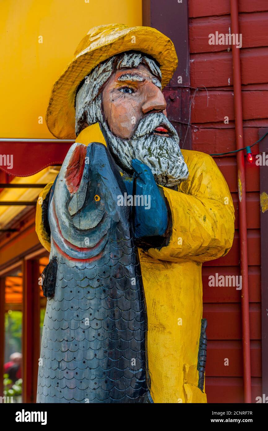 Statues at the Crab Pot Restaurant and Bar on the waterfront in Seattle