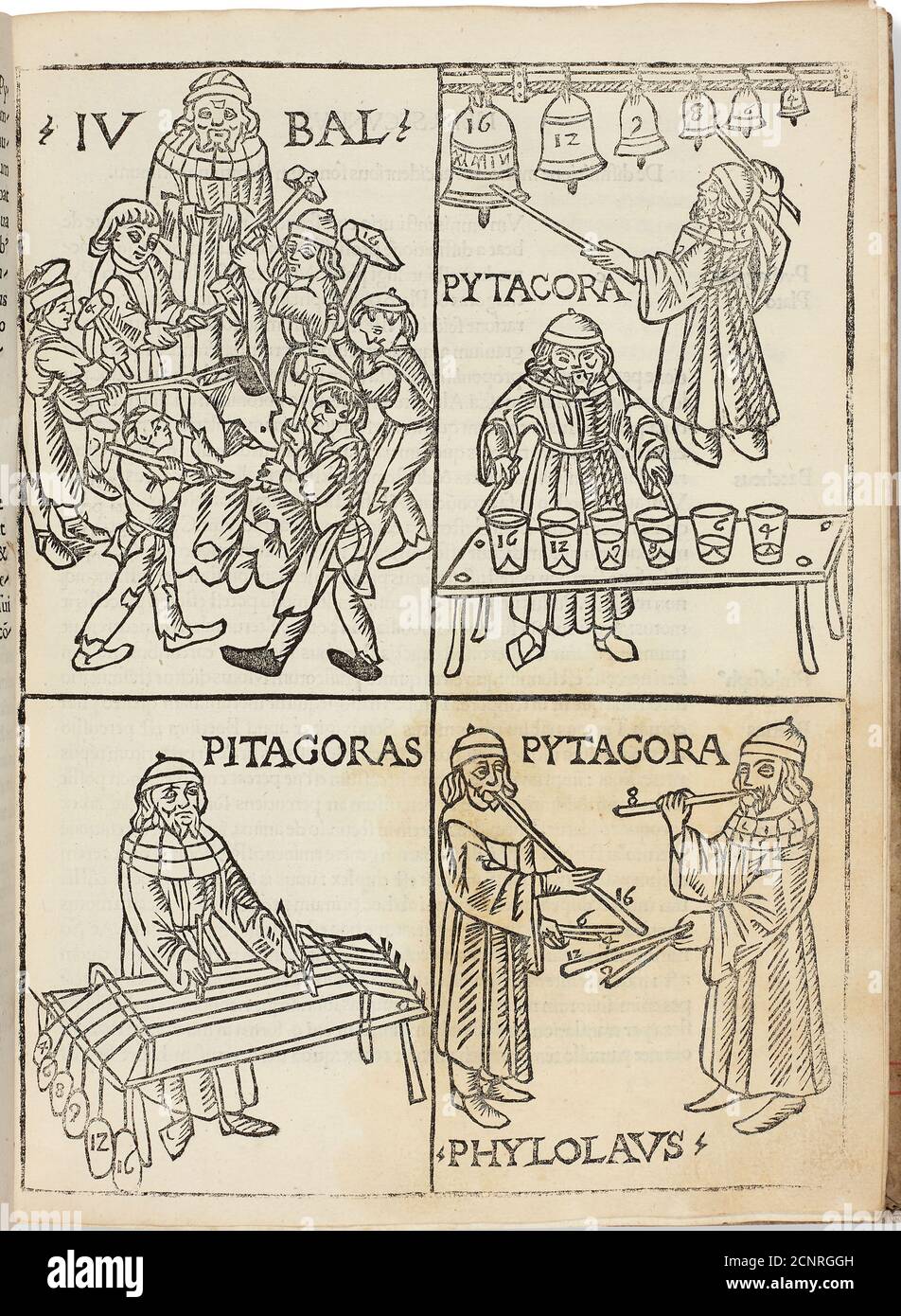 Theorica musice Franchini Gafuri laudensis, 1492. Private Collection. Stock Photo