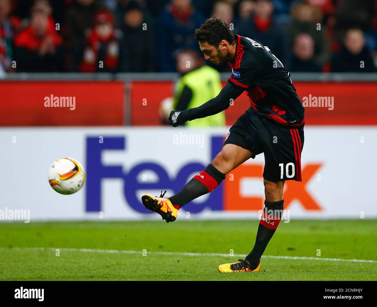 Football Soccer Bayer Leverkusen V Sporting Lisbon Uefa Europa League Round Of 32 Bayarena Leverkusen Germany 25 02 16 Bayer Leverkusen S Hakan Calhanoglu Scores A Goal Against Sporting Lisbon Reuters Wolfgang Rattay Stock Photo Alamy