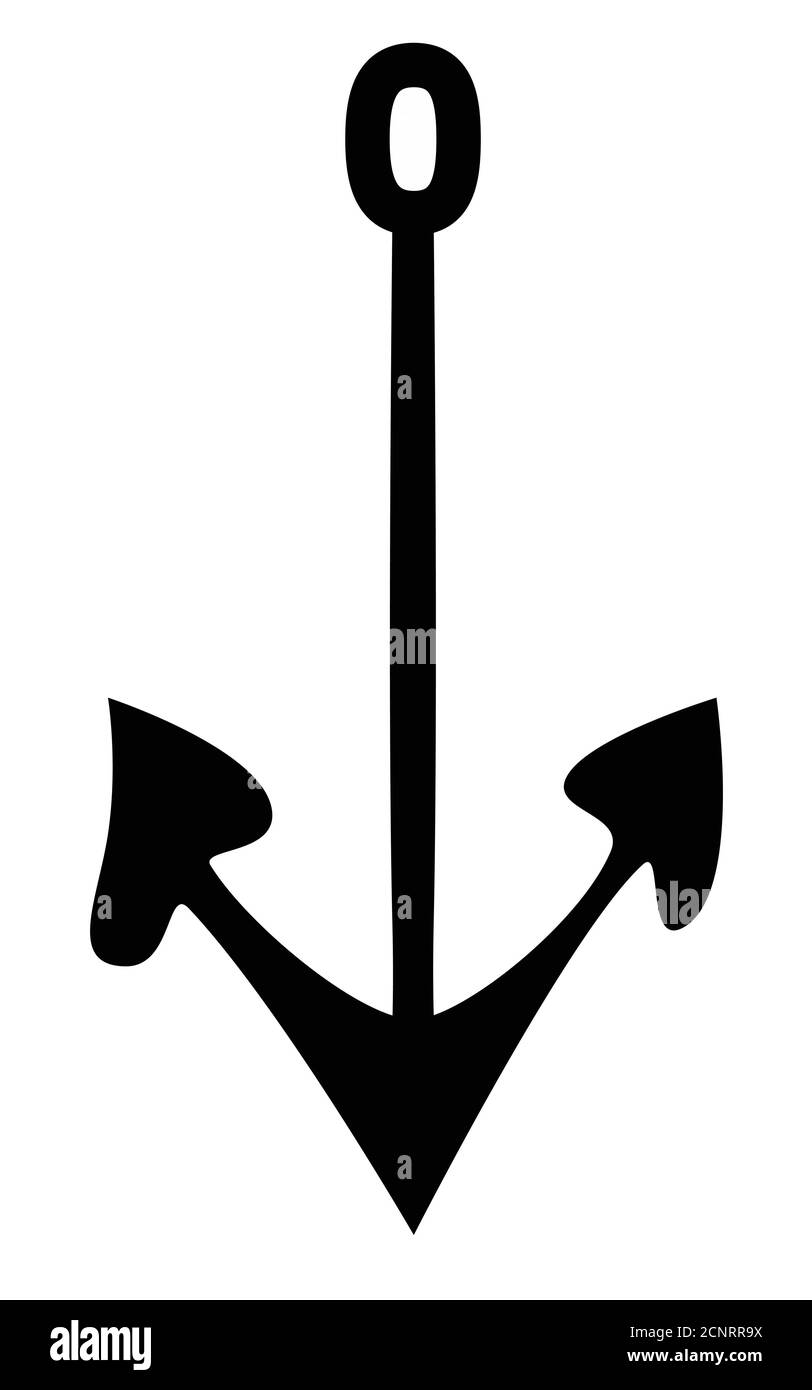 Vector outline anchor. Black isolated sketch on white background. Stock Vector