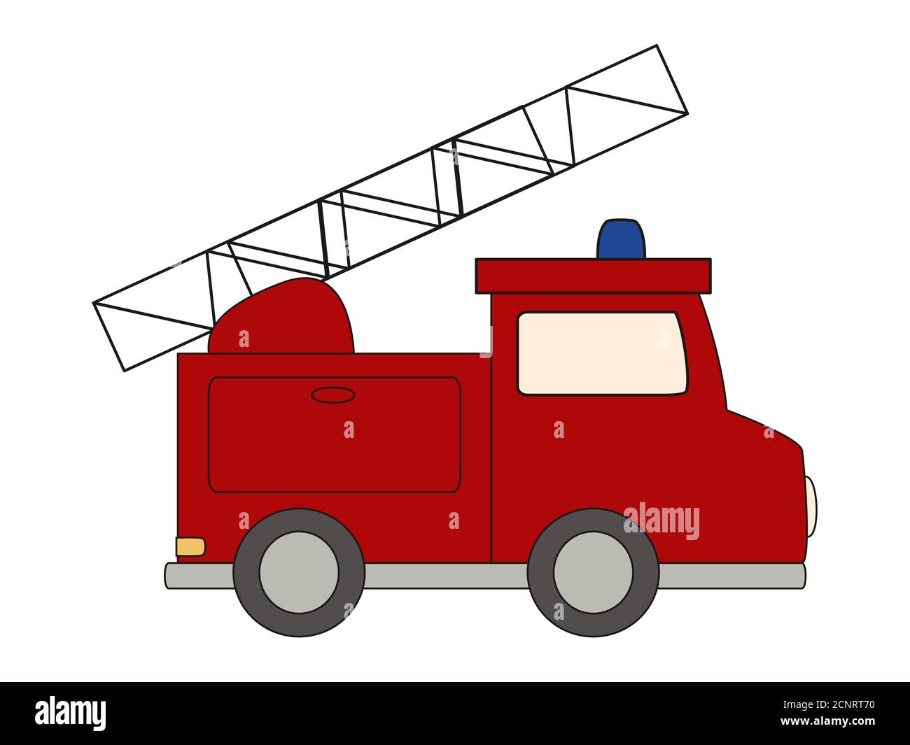 Toy red fire truck. Cartoon vector illustration. Isolated on white  background Stock Vector Image & Art - Alamy