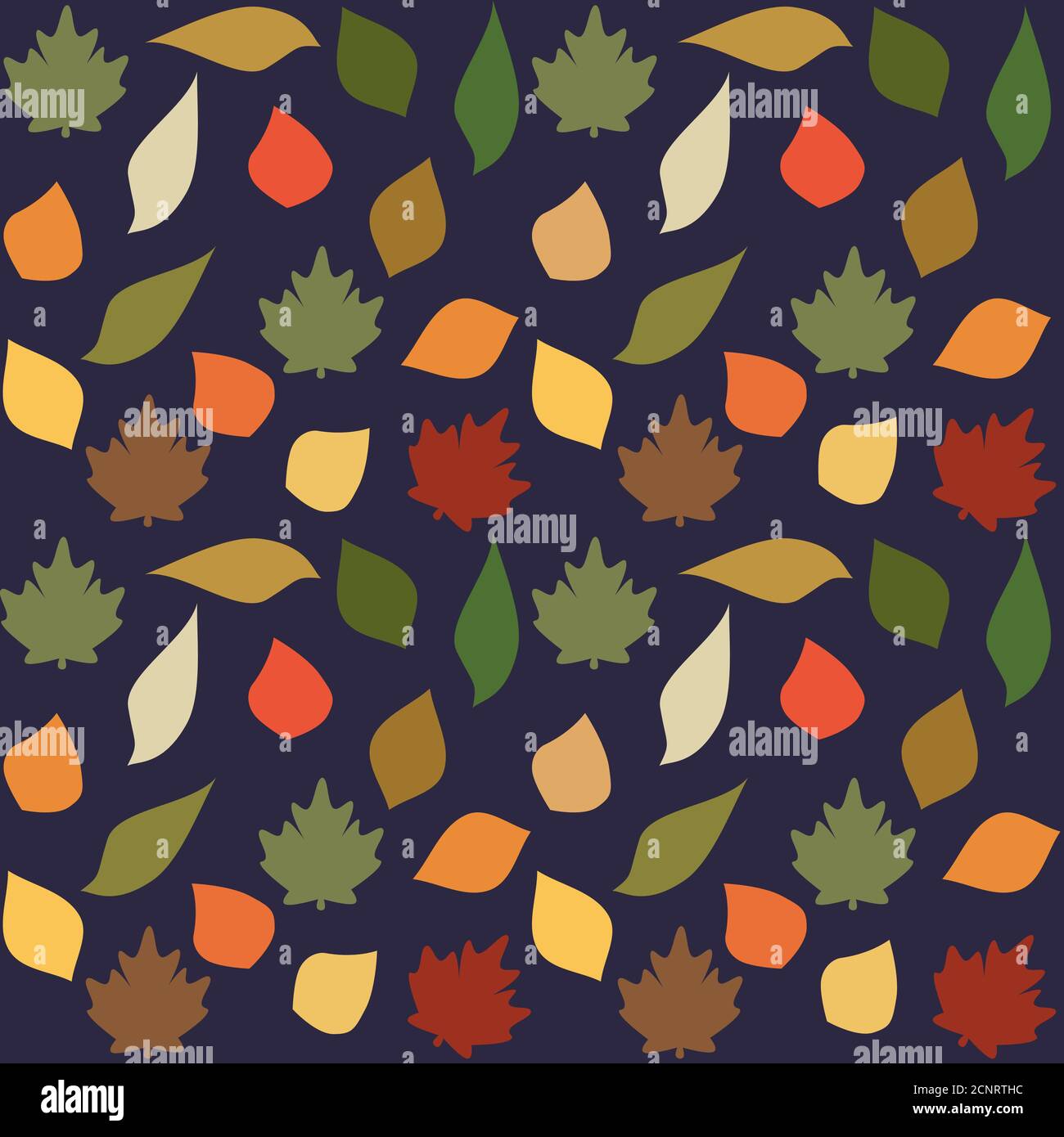 Fall leaves on a blue background. Vector autumn seamless pattern. Simple flat style Stock Vector