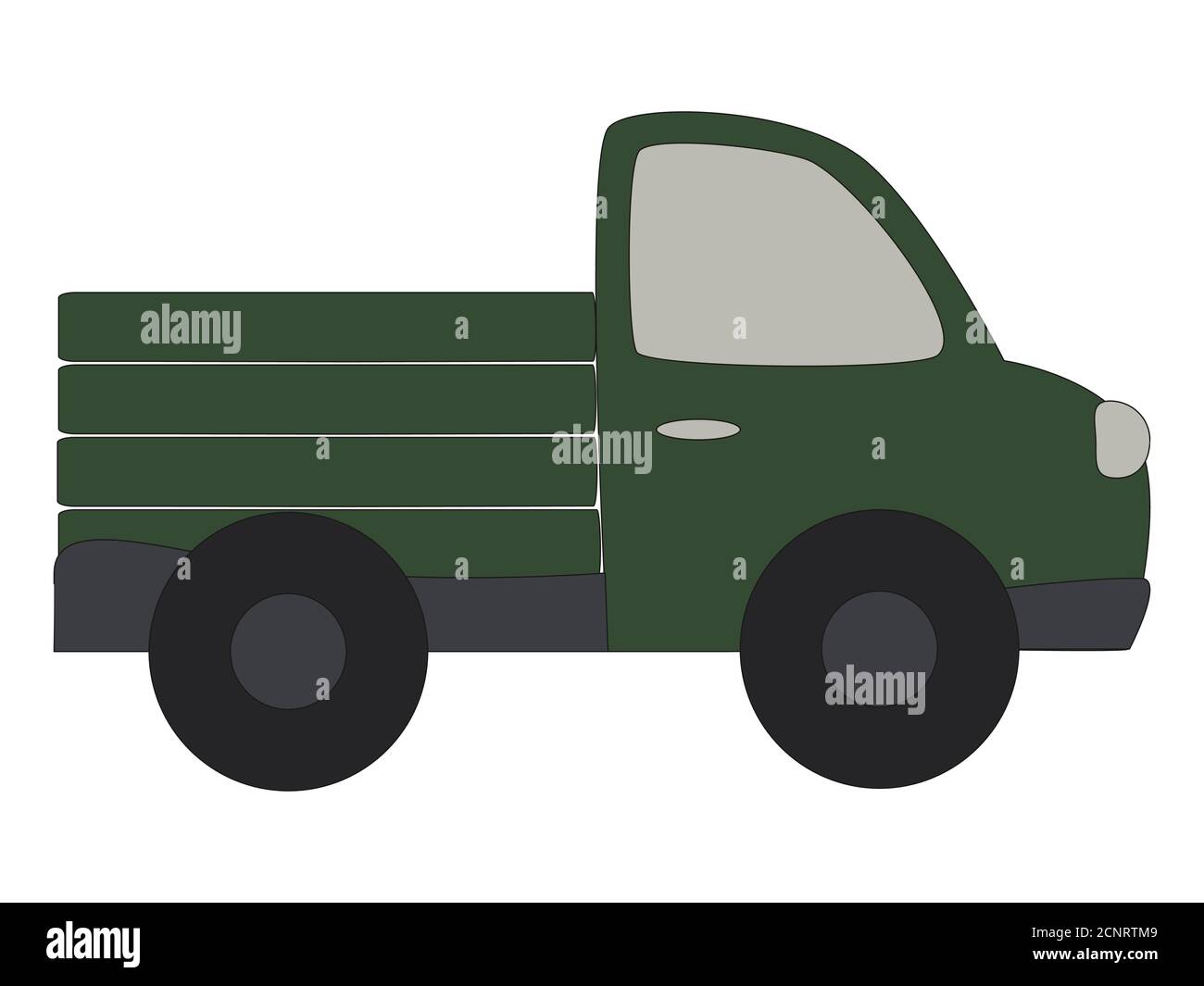 Toy green truck. Cartoon vector illustration. Isolated on white background Stock Vector
