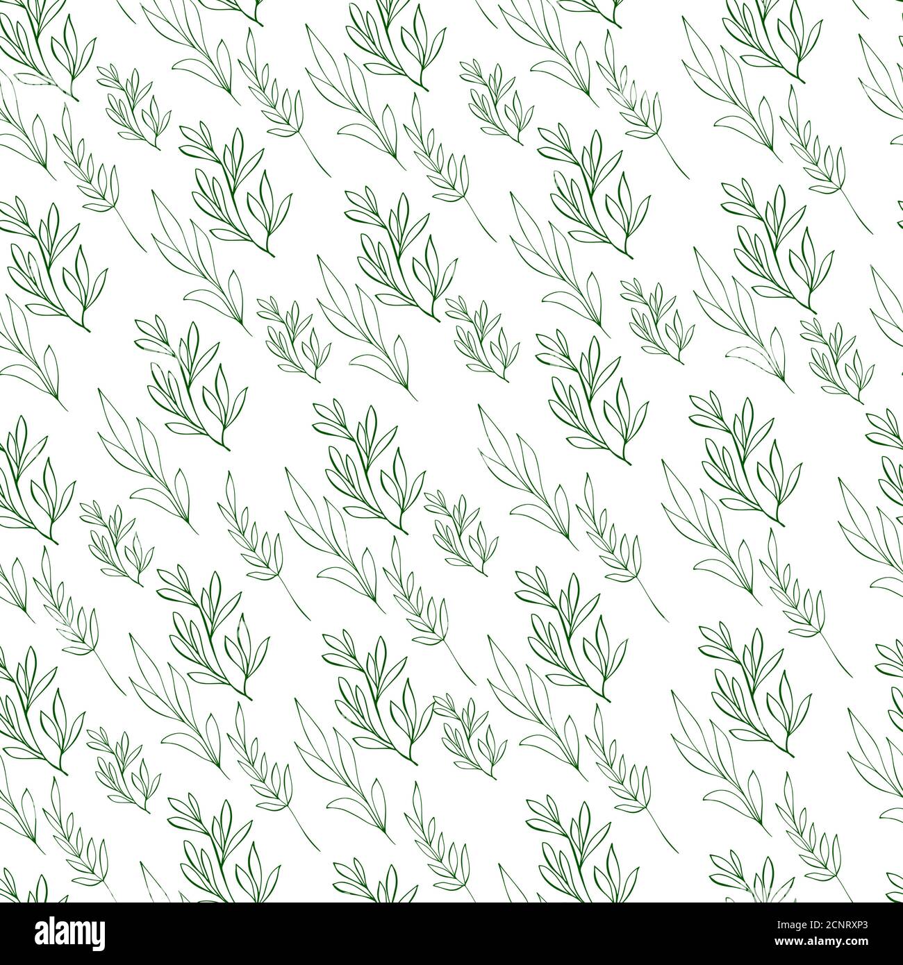 Seamless pattern foliage. Vector illustration outline green leaves on ...