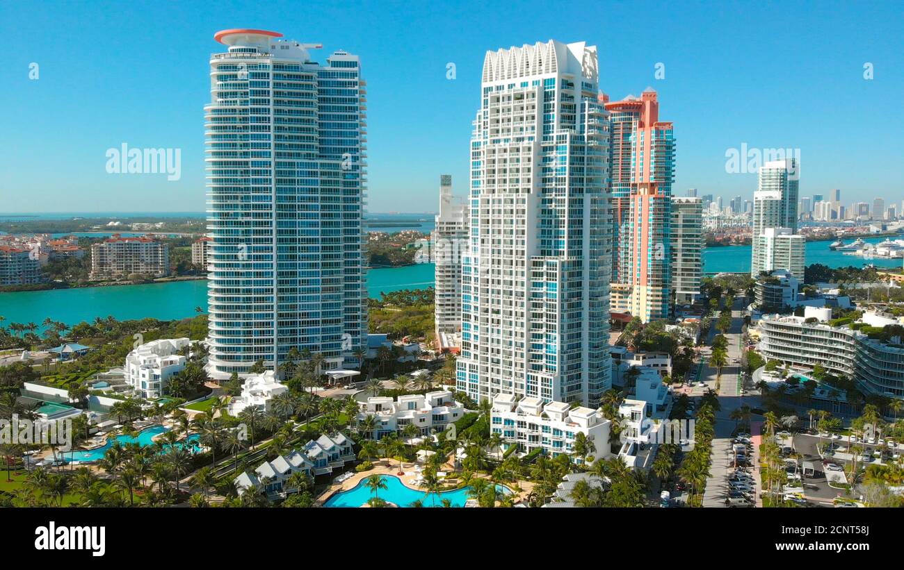 Drone view Of Miami Beach, aerial view Stock Photo