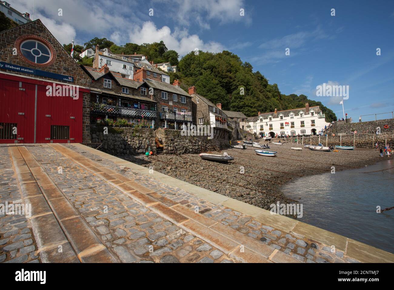 Lifeboat house slipway, Clovelly, Devon, England, August Stock Photo