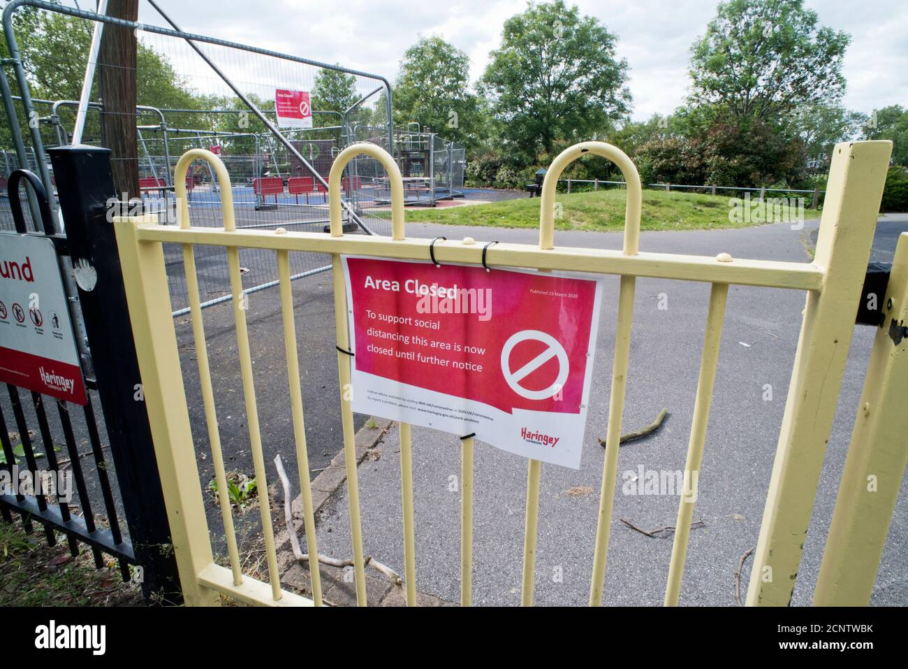 Locked children's playground during the 2020 Covid-19 pandemic in London Stock Photo