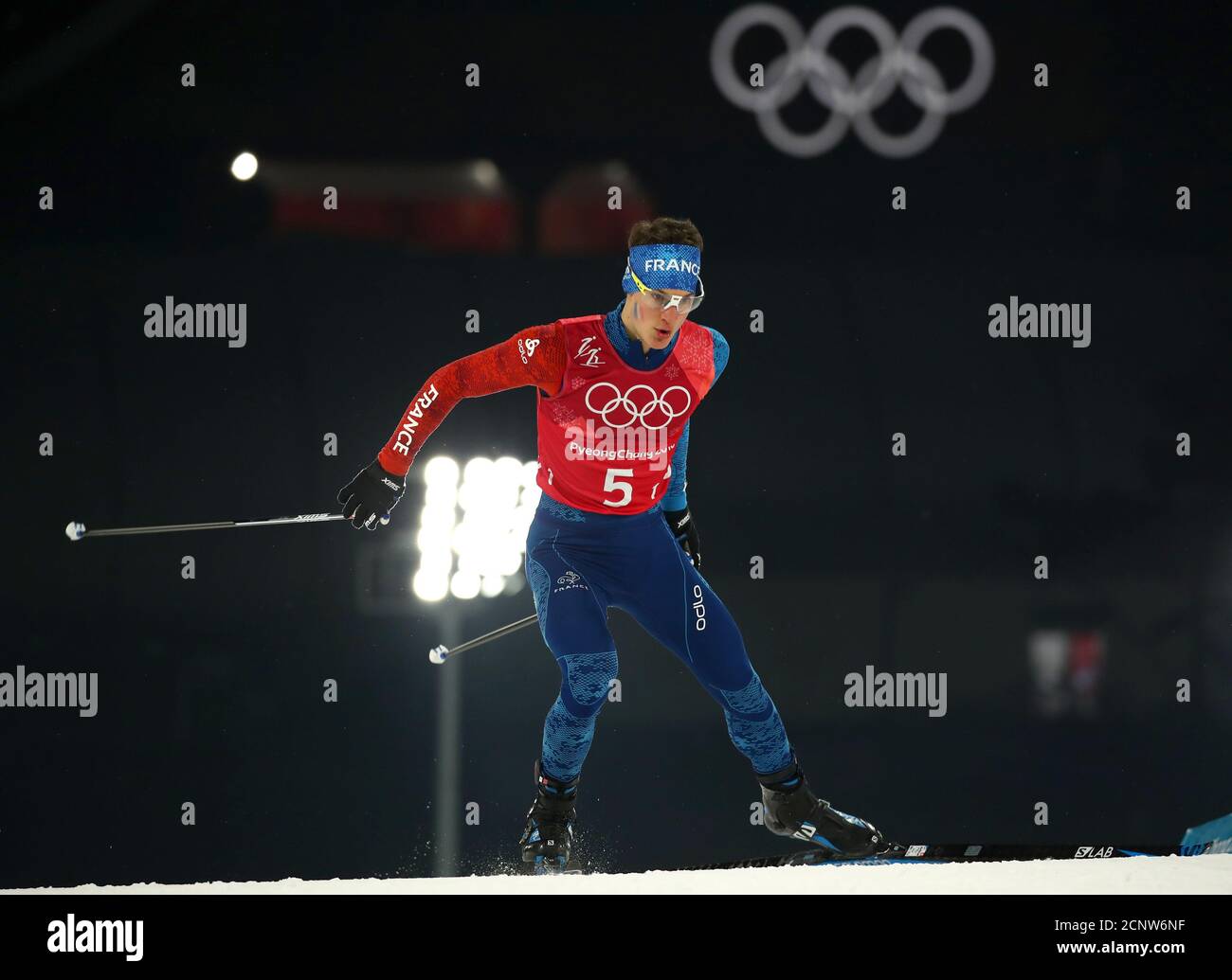Nordic Combined Events - Pyeongchang 2018 Winter Olympics - Men's Team 4 x 5 km Final - Alpensia Cross-Country Skiing Centre - Pyeongchang, South Korea - February 22, 2018 -  Antoine Gerard of France competes. REUTERS/Carlos Barria Stock Photo
