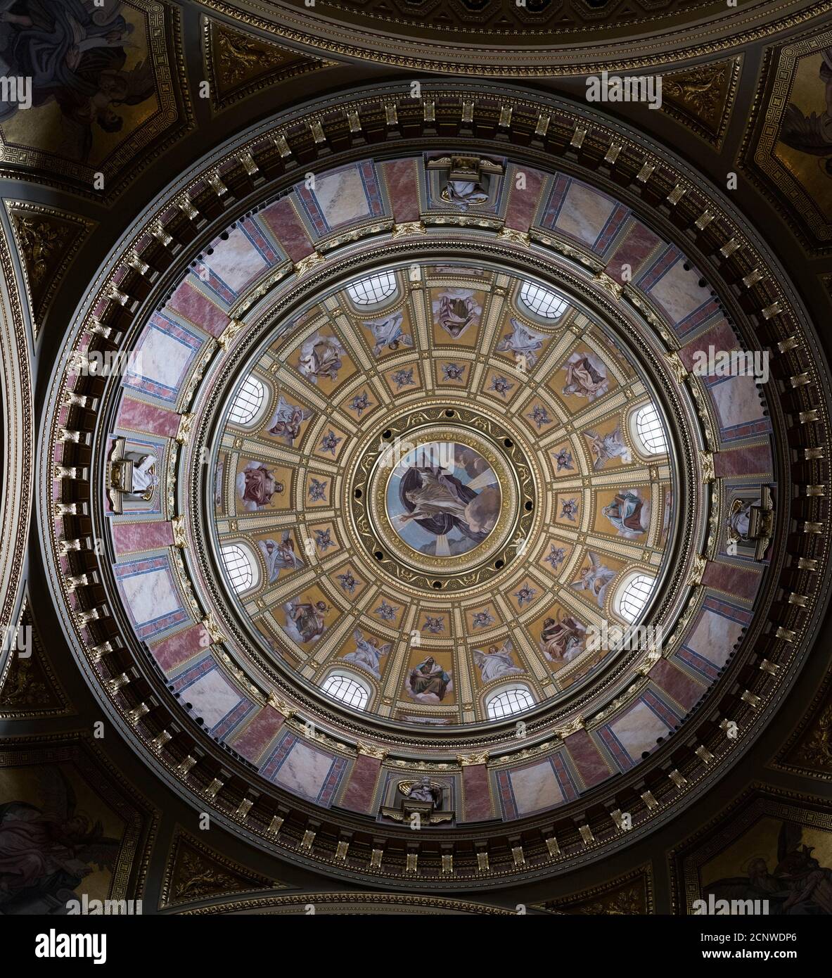 Dome, Neo-Renaissance, St, Stephen's Basilica, Budapest, Hungary, Stock Photo