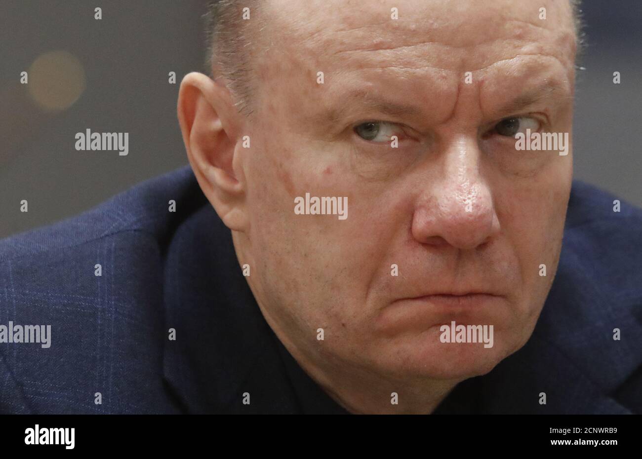 Vladimir Potanin, co-owner of Norilsk Nickel, attends an agreement signing ceremony with the Krasnoyarsk region's government, in Moscow, Russia December 12, 2017. REUTERS/Sergei Karpukhin Stock Photo
