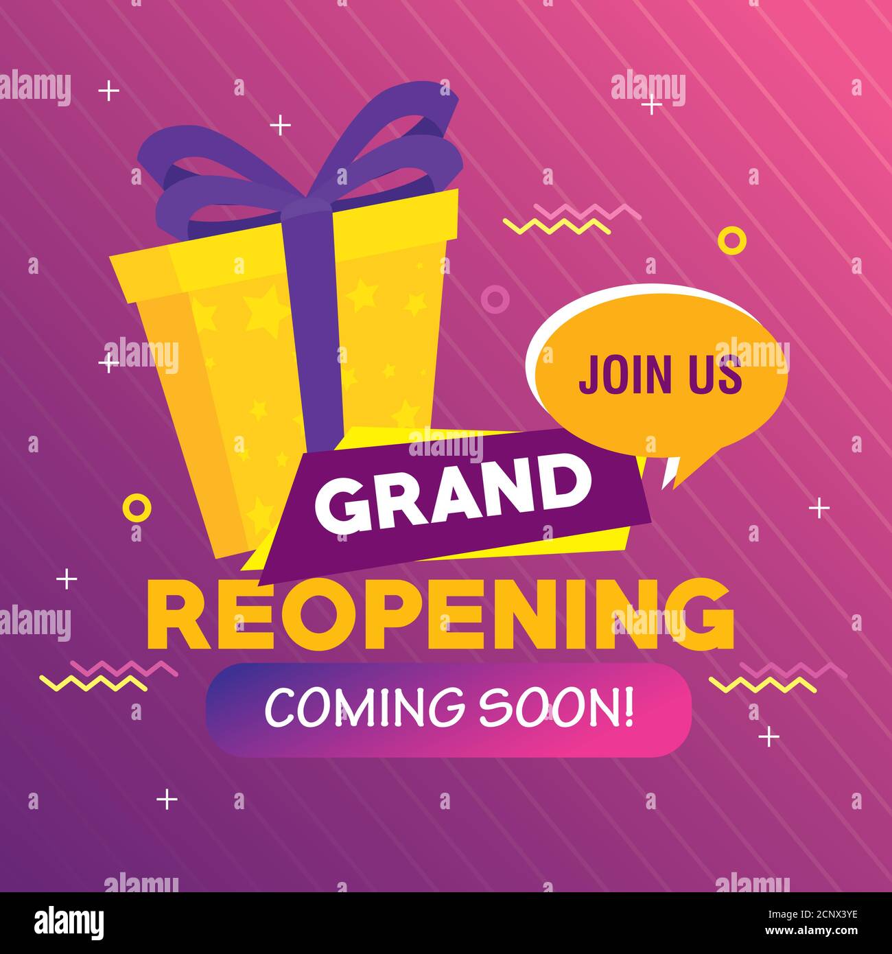 banner of coming soon grand reopening, with gift box present Stock Vector Image & Art Alamy