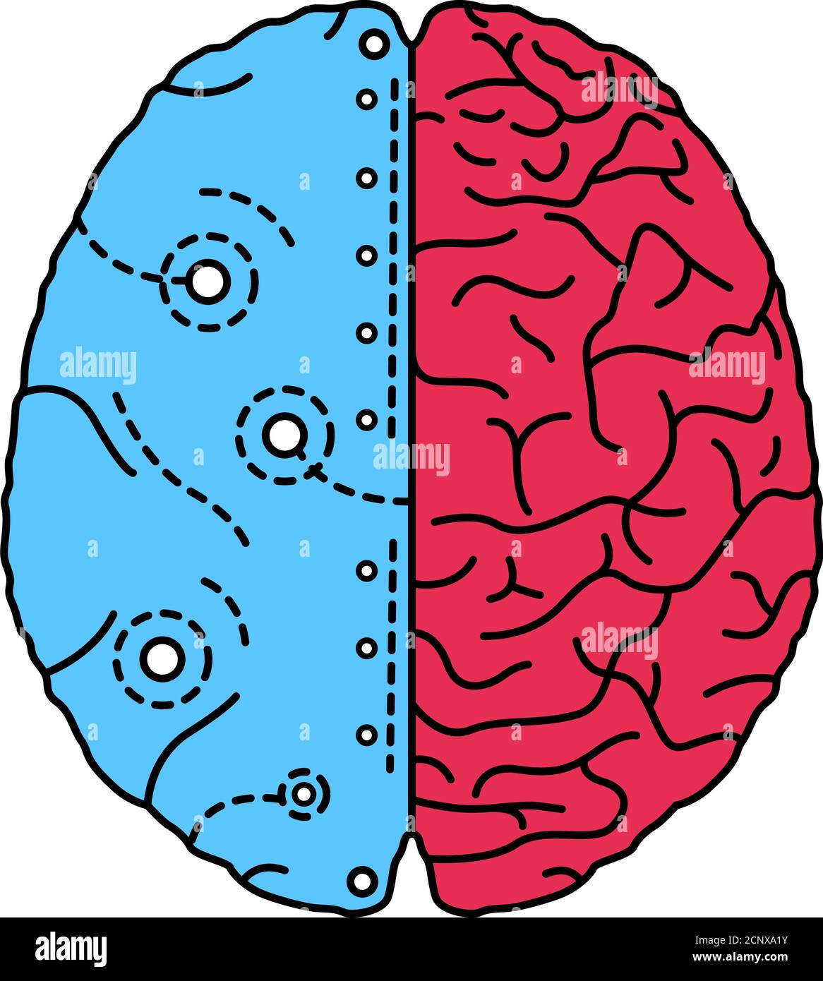 Artificial brain color line icon. Software and hardware with cognitive abilities similar to those of human brain.Pictogram for web page, mobile app Stock Vector