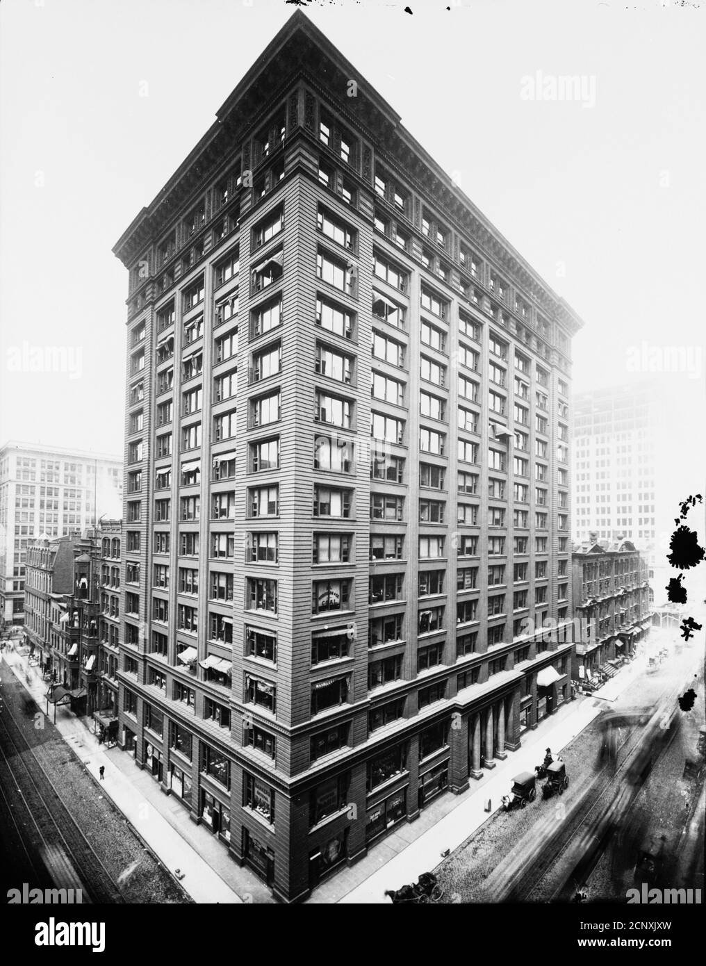 Exterior view of the Marquette Building, located at 140 South Dearborn Street at the northwest corner of West Adams Street, Chicago, Illinois Stock Photo