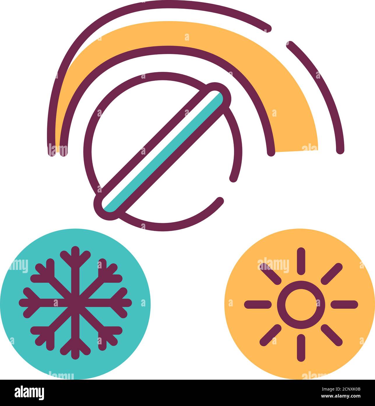 Switching heater color line icon. Option to increase or decrease th ...