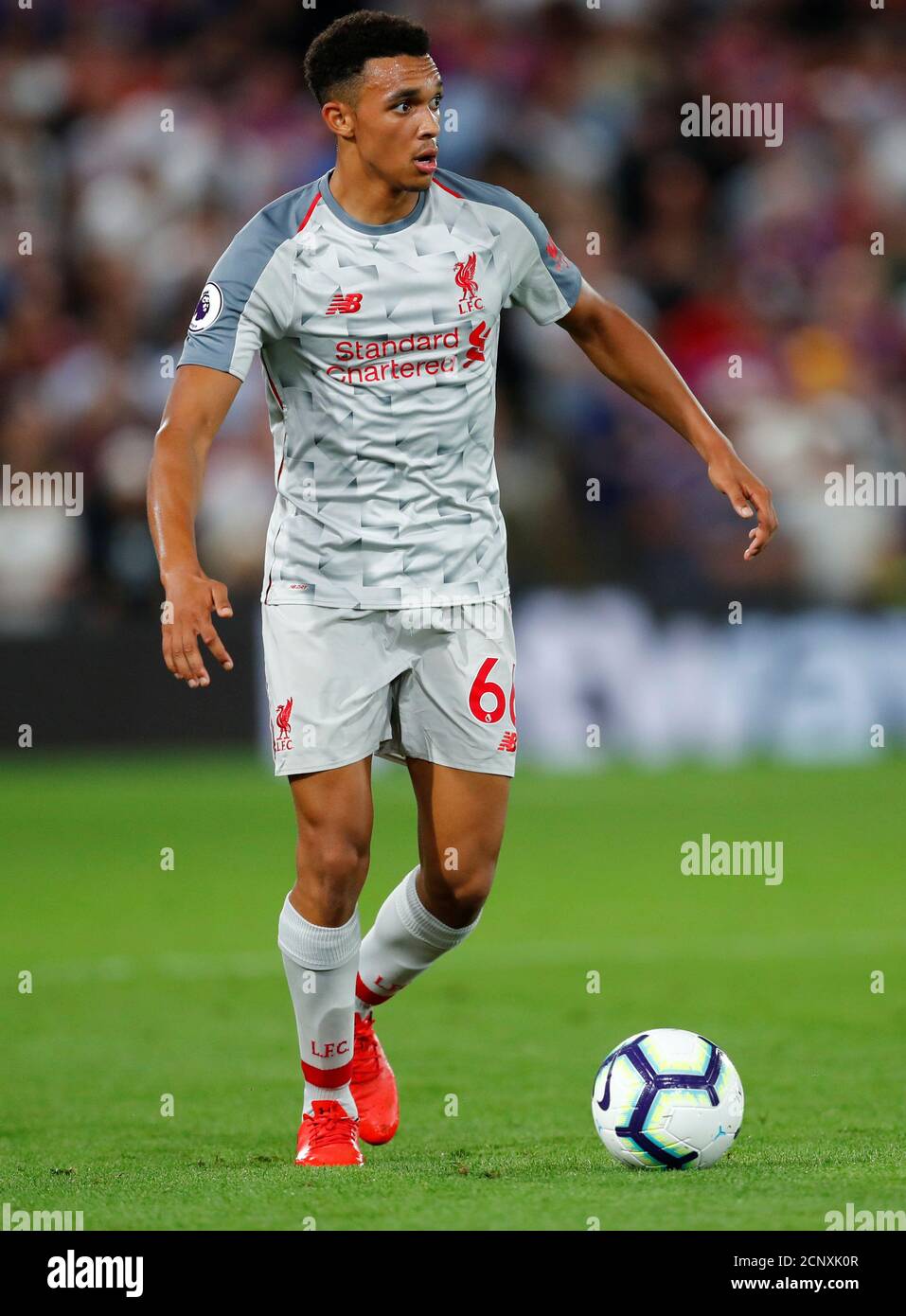 Soccer Football - Premier League - Crystal Palace v Liverpool - Selhurst Park, London, Britain - August 20, 2018 Liverpool's Trent Alexander-Arnold REUTERS/Eddie Keogh EDITORIAL USE ONLY. No use with unauthorized audio, video, data, fixture lists, club/league logos or "live" services. Online in-match use limited to 75 images, no video emulation. No use in betting, games or single club/league/player publications. Please contact your account representative for further details. Stock Photo