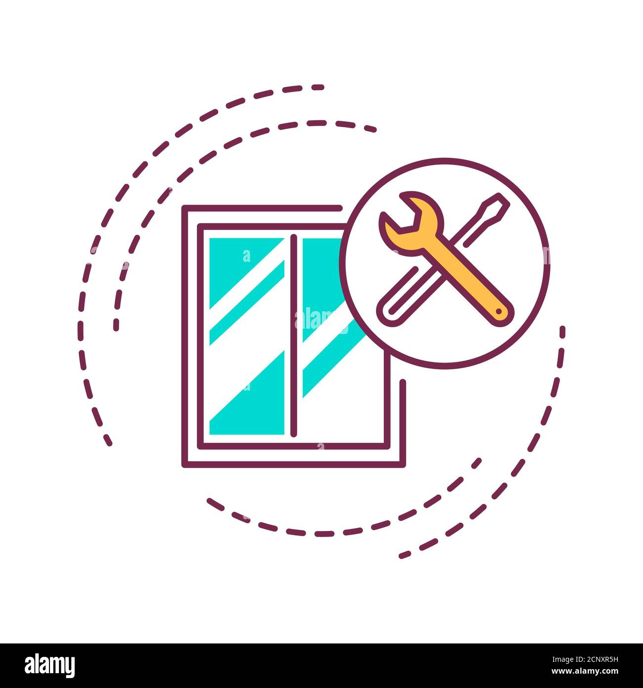 Window Installation Color Line Icon Setting The Window And Window S Sill Into The Opening Handyman Services Pictogram For Web Page Mobile App Stock Photo Alamy