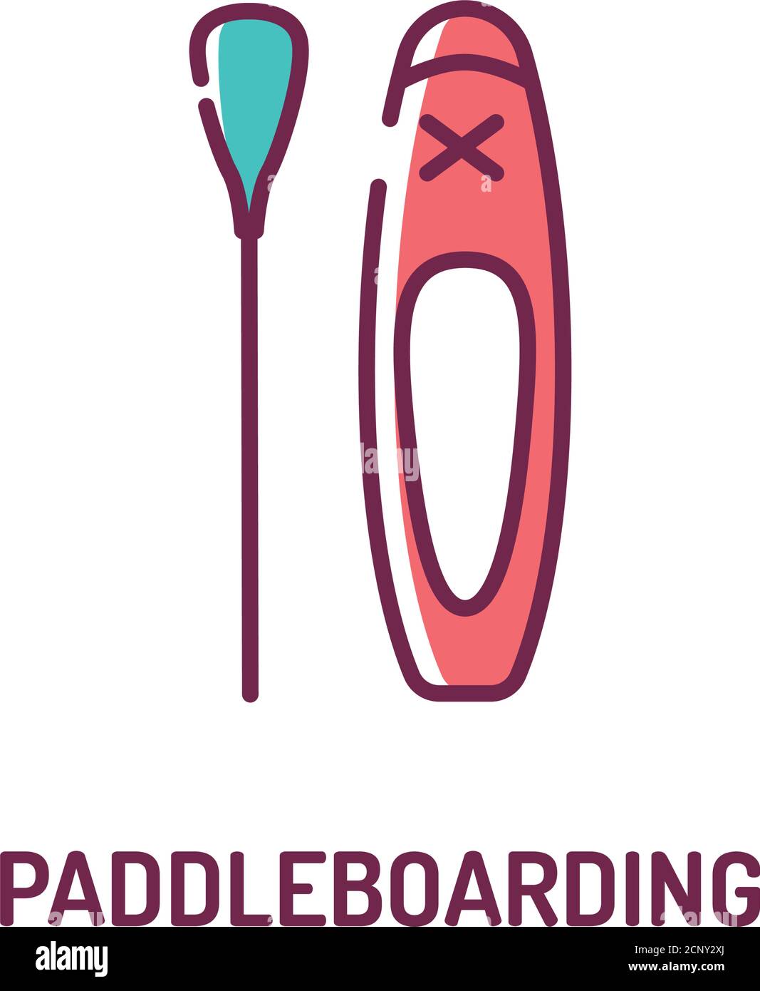 Paddleboarding color line icon. Most popular watersport in the world. Pictogram for web page, mobile app, promo. UI UX GUI design element. Editable Stock Vector