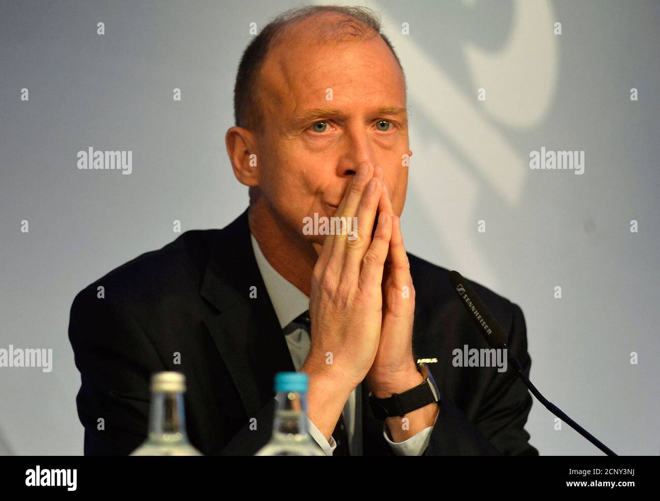 Airbus Group Chief Executive Tom Enders listens during a news conference on the aerospace group's annual results, in London, Britain February 24, 2016.  REUTERS/Hannah McKay Stock Photo