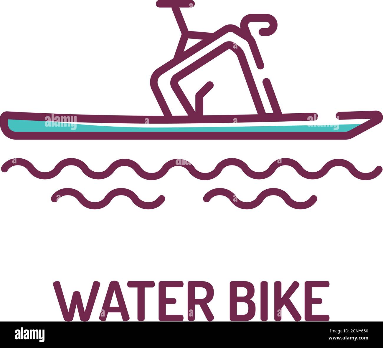 Water bike color line icon on white background. Extreme sport