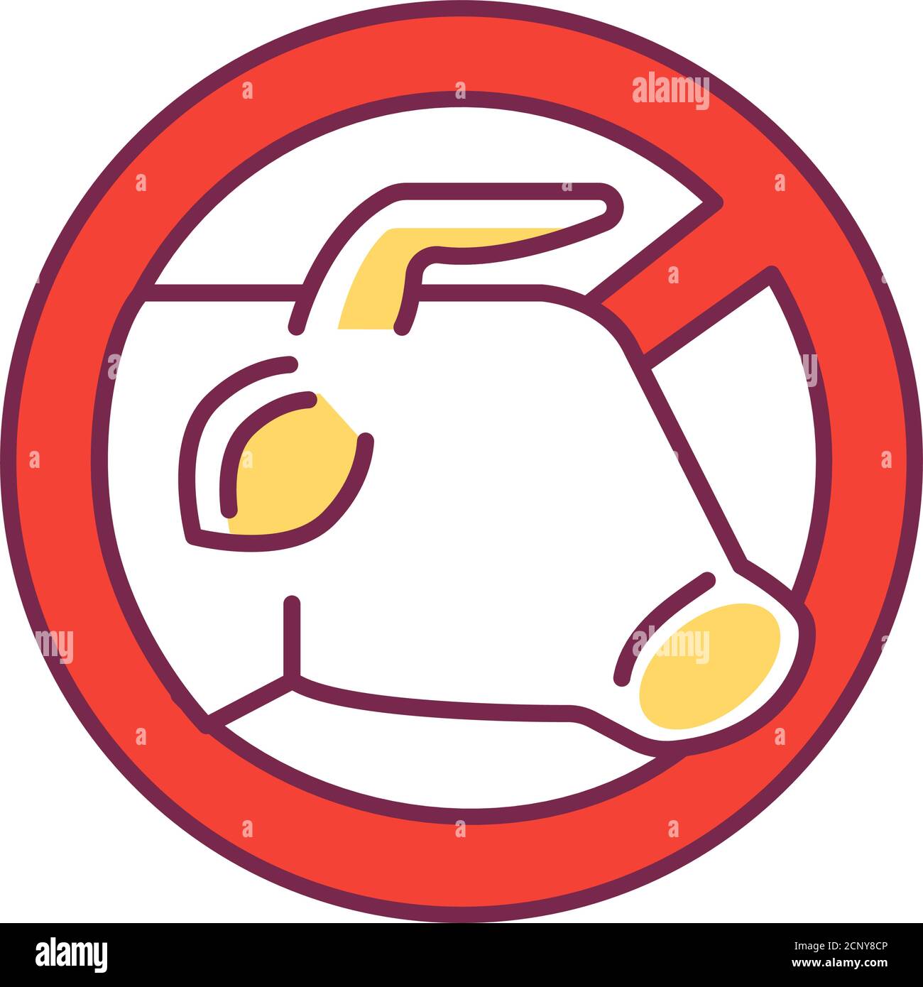Animal care color line icon. Label do not eat animal meat sign ...