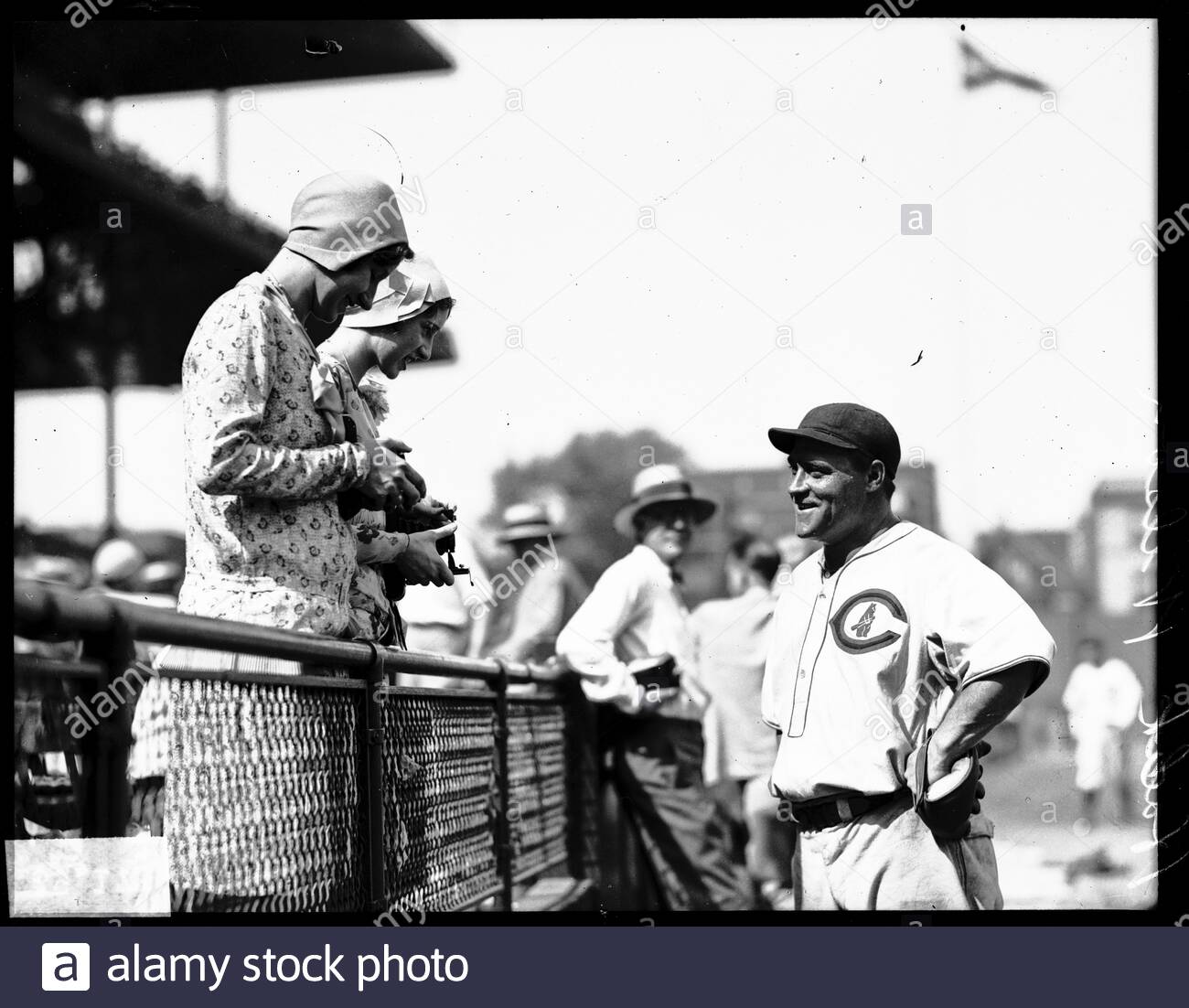 Chicago Cubs Baseball Player Hack Wilson Speaking With Two Unidentified Women In The Stands At Wrigley Field Chicago Illinois 1929 Stock Photo Alamy