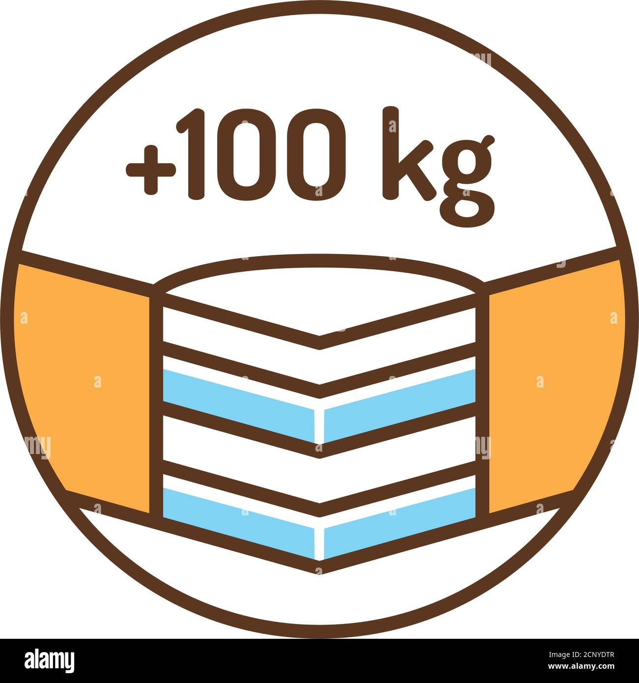 Maximum weight limit up to 100 kg color line icon. Weightlimited