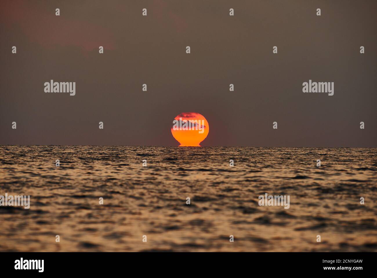 Landscape, sunrise, sea, Ebro Delta, Tarragona Province, Catalonia, Northern Spain, Spain, Europe Stock Photo