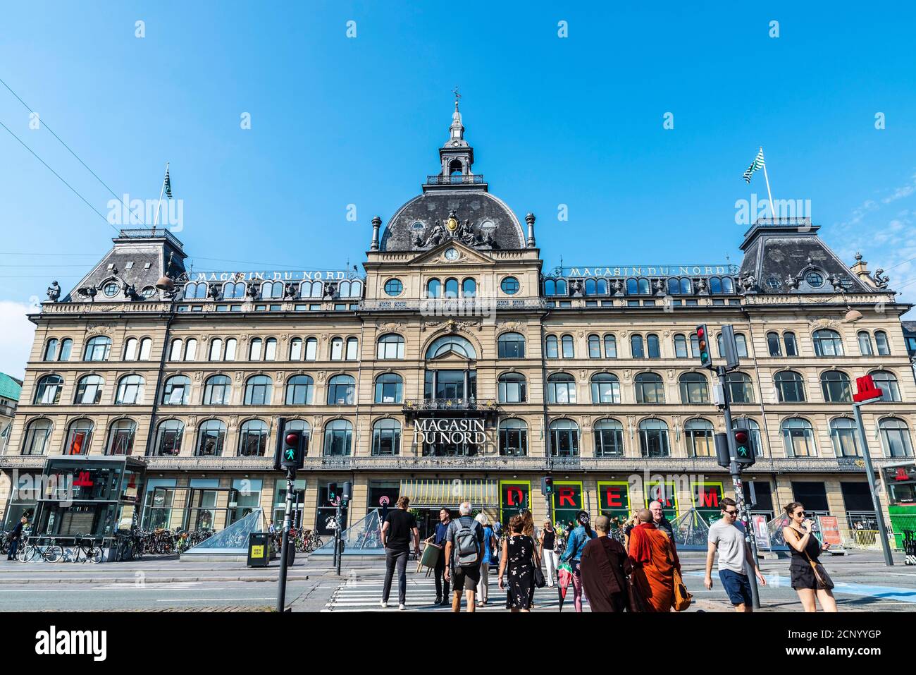 Copenhagen, Denmark - August 27, 2019: Facade of Magasin du Nord, Danish chain of department stores with its flagship store located on Kongens Nytorv, Stock Photo