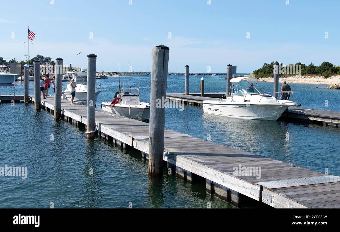 The east boat ramp in Sesuit Harbor in Dennis, Massachusetts, USA on Cape Cod Stock Photo