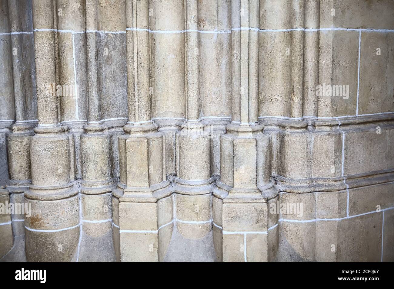 Relief surface of stone columns of cathedral Stock Photo