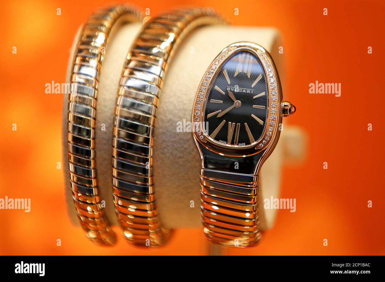 A Bulgari gold watch is seen in a shop in downtown Rome, Italy, December  11, 2017. REUTERS/Max Rossi Stock Photo - Alamy