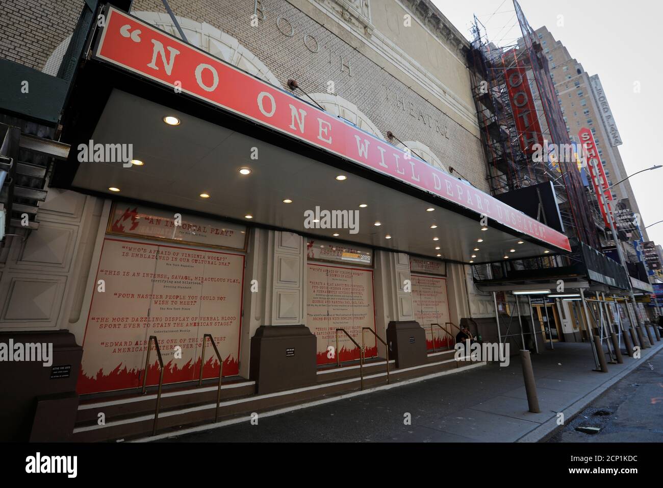 The shuttered Booth Theatre is pictured after industry group the Broadway League said Broadway theaters will remain closed through January 3, 2021, in New York, U.S., July 2, 2020. REUTERS/Mike Segar Stock Photo