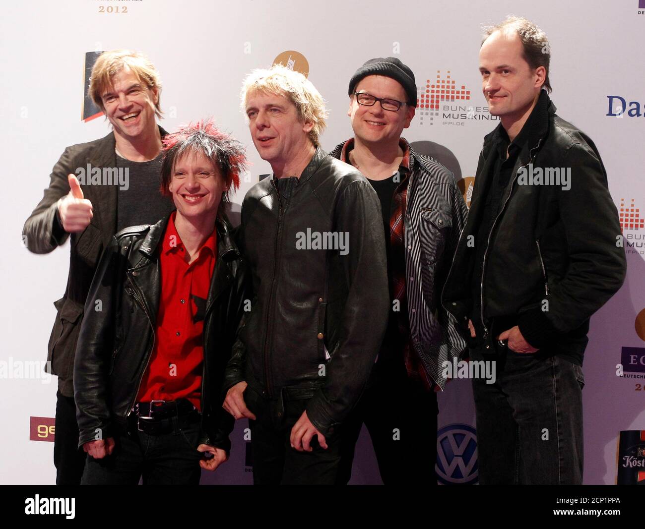 German rock band Die toten Hosen (The Dead Pants) arrive for the Echo Music  Awards ceremony in Berlin March 22, 2012. Established in 1992, the German  Phonographic Academy honors national and international