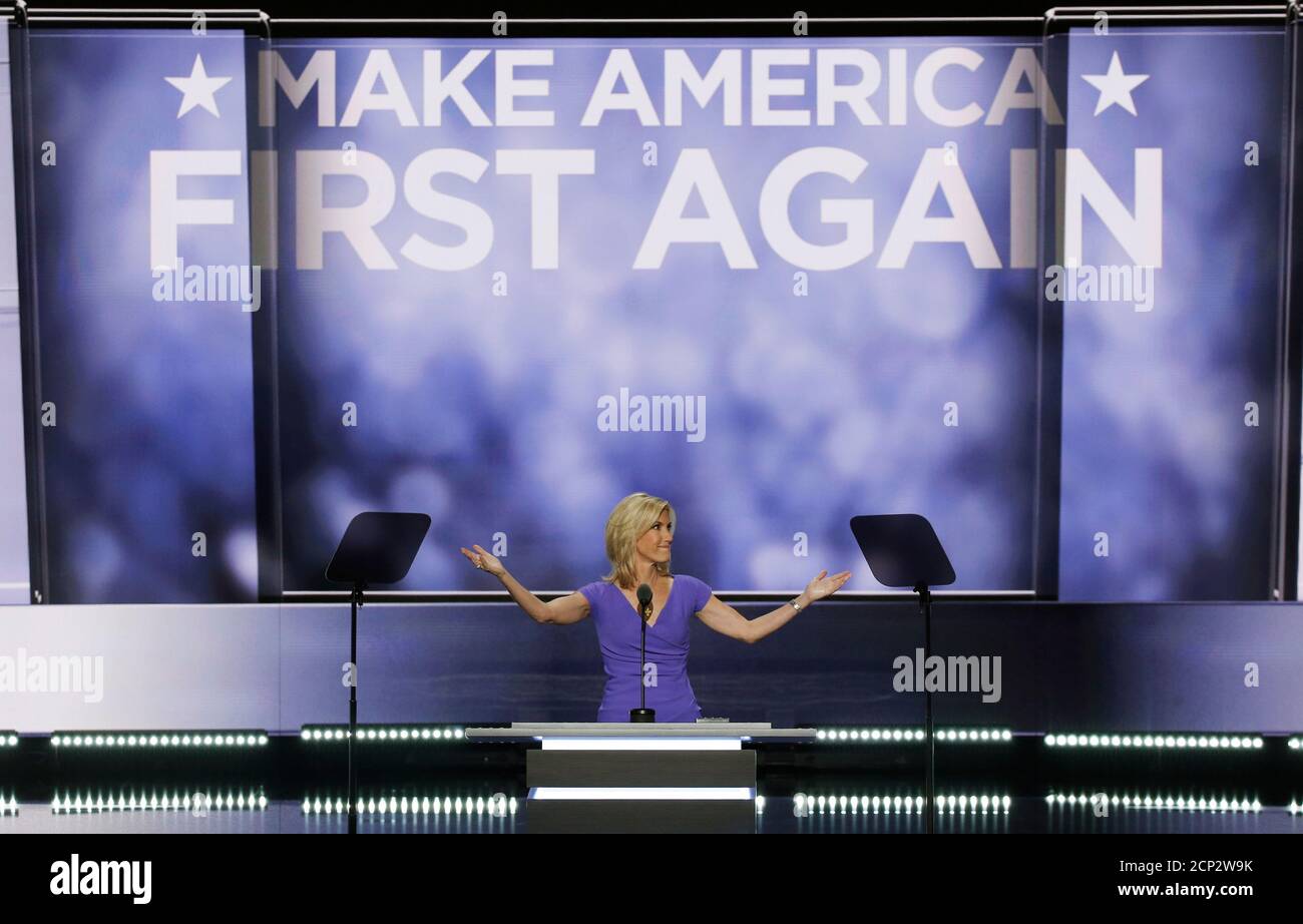 Conservative political commentator Laura Ingraham speaks at the Republican National Convention in Cleveland, Ohio, U.S. July 20, 2016.   REUTERS/Mike Segar Stock Photo