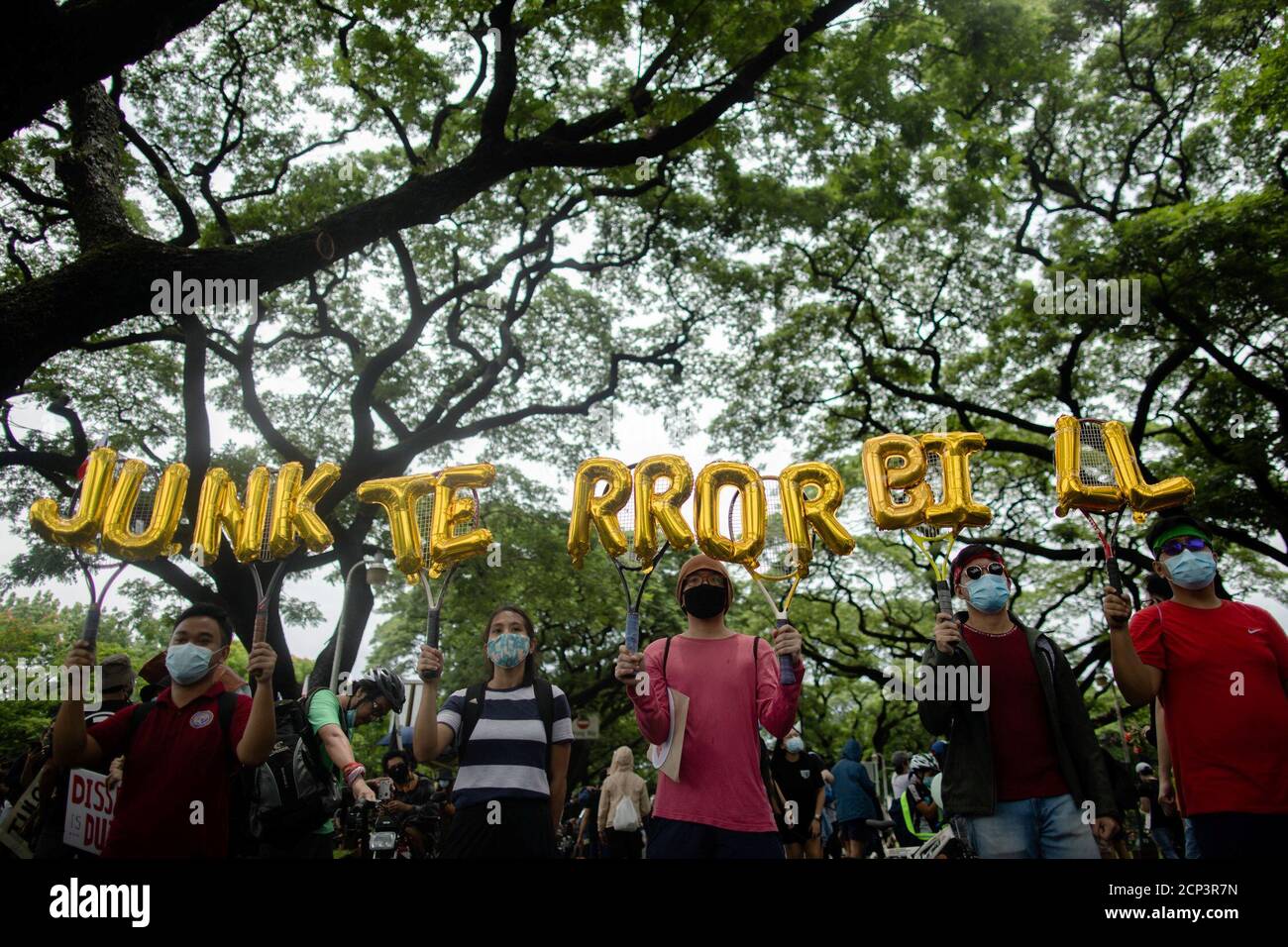 Protestors Raise Balloons That Spell Junk Terror Bill During A Rally Against The Anti Terrorism Bill On Independence Day In University Of The Philippines Quezon City Metro Manila Philippines June 12 Reuters Eloisa