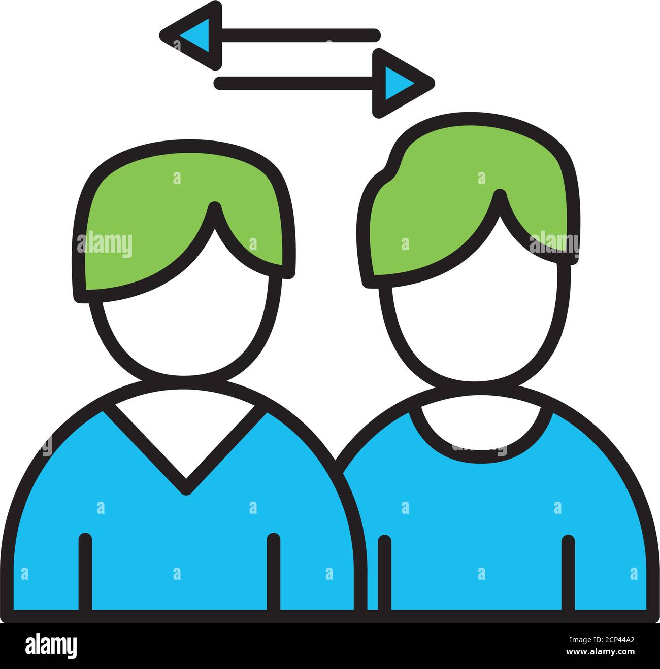coworkers men with arrows line and colors style icon vector design ...
