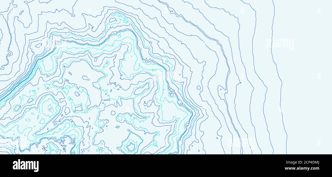 Contour lines of a mountainous landscape, illustration. Stock Photo