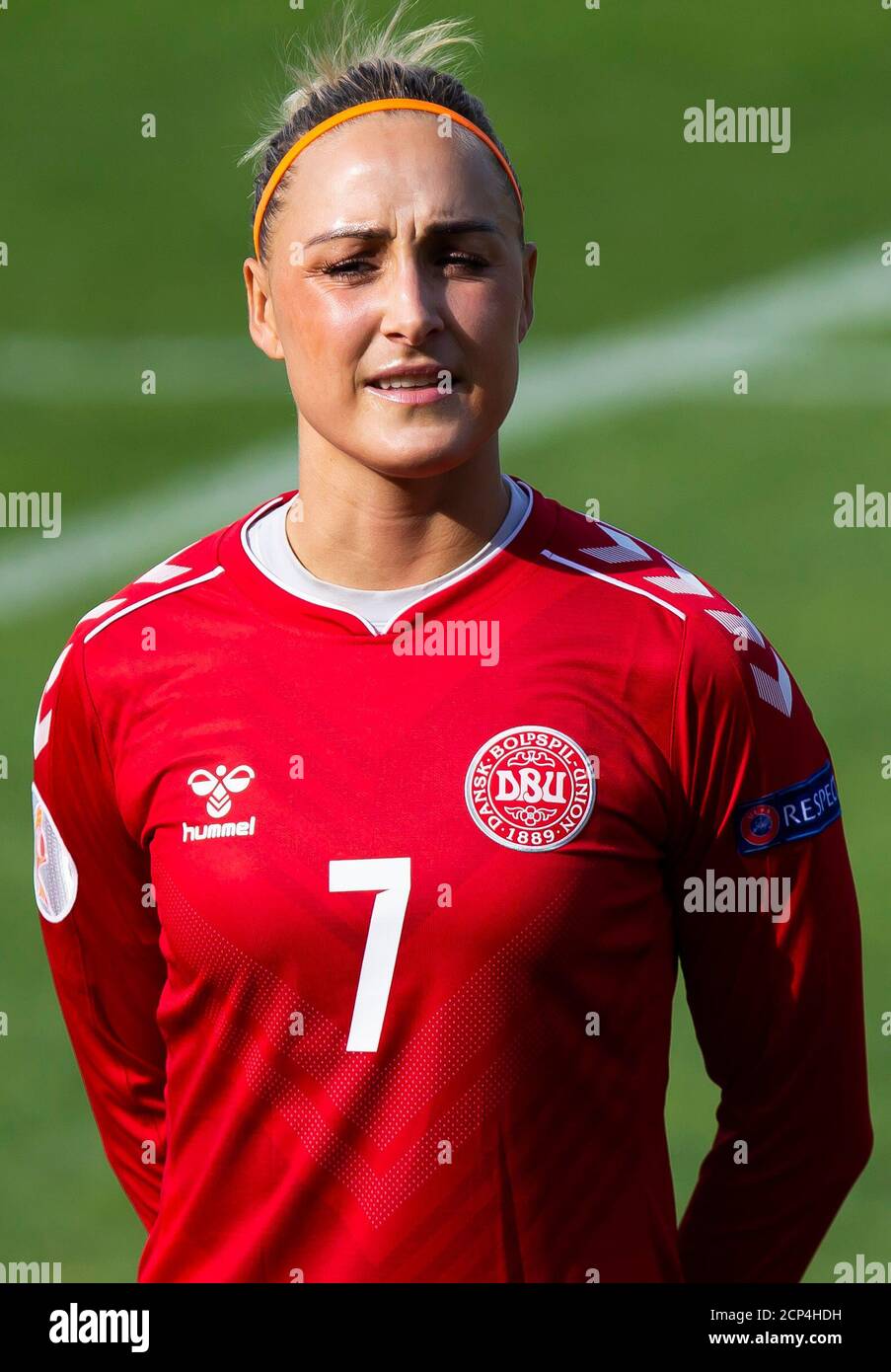 ZENICA, BOSNIA AND HERZEGOVINA - SEPTEMBER 17:  S.Troelsgaard of Denmark prior the UEFA Women's Euro Qualifying match between Bosnia and Herzegovina v Denmark at FF BH Football Training Centre on September 17, 2020 in Belgrade, Serbia. (Photo by Nikola Krstic/MB Media/Getty Images) Stock Photo
