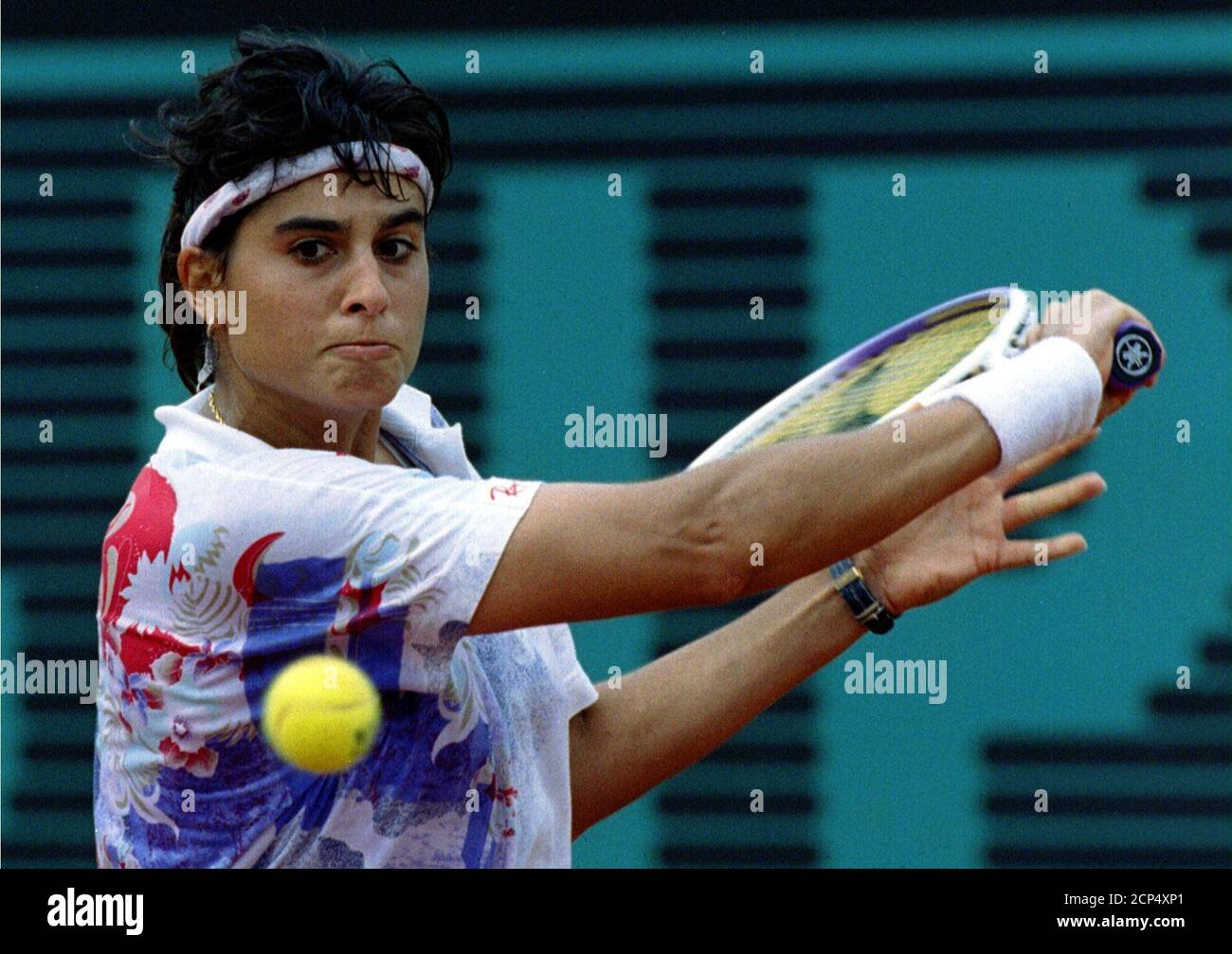 Gabriela Sabatini Of Argentina In Action During The French Tennis Open At Roland Garros Stadium May 29 Stock Photo Alamy