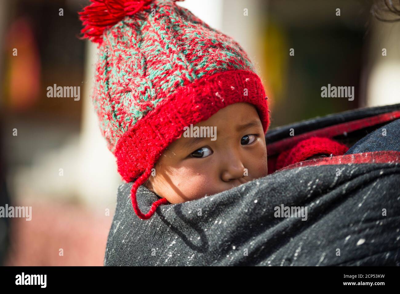 Padum, people are waiting for the Dalai Lama, portrait, suffering is birth Stock Photo