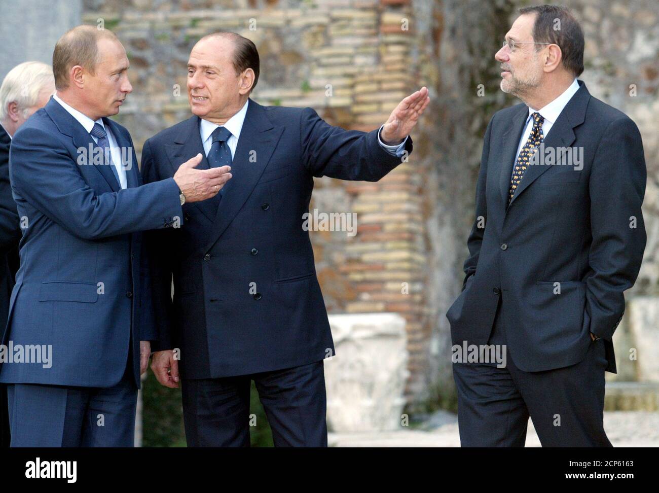 Russian President Vladimir Putin Italian Prime Minister Silvio Berlusconi And Eu Foreign Policy Chief Javier Solana Chat During Russia Eu Summit At The Villa Madama In Rome Stock Photo Alamy Russian President Vladimir Putin Italian Prime Minister Silvio Berlusconi And Eu Foreign Policy Chief Javier Solana Chat During Russia Eu Summit At The Villa Madama In Rome Stock Photo Alamy