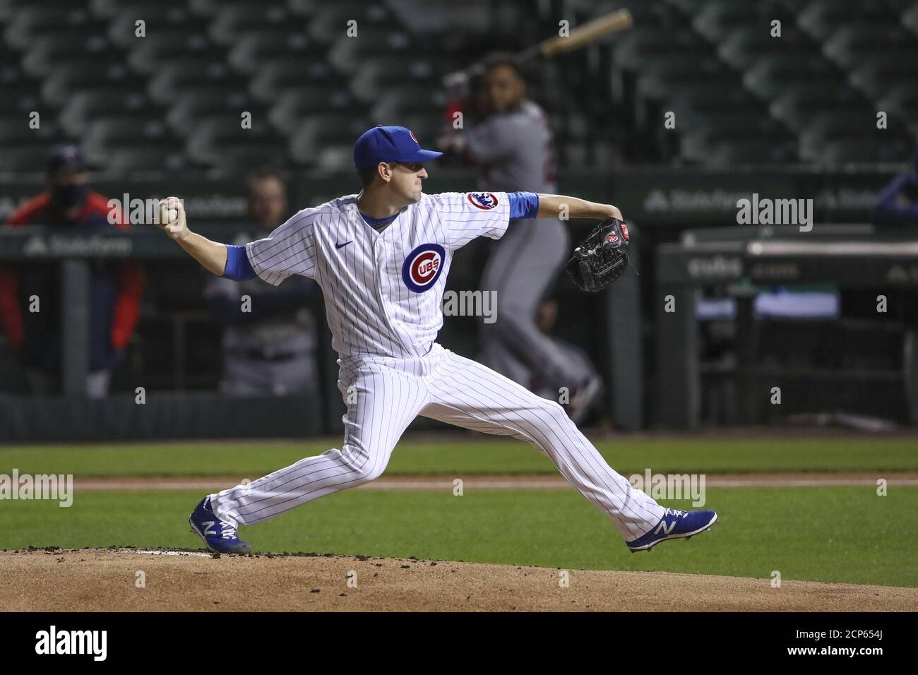 Chicago, United States. 18th Sep, 2020. Chicago Cubs starting pitcher Kyle Hendricks (28) delivers against the Minnesota Twins in the first inning at Wrigley Field on Friday, September 18, 2020 in Chicago. Photo by Kamil Krzaczynski/UPI Credit: UPI/Alamy Live News Stock Photo