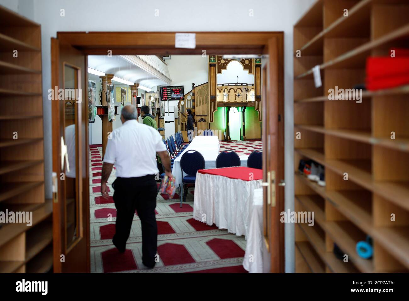 Interior view of the Dar al Salam Mosque, managed by NBS-Neukoellner Begegnungsstaette e.V. in Berlin, Germany October 3, 2017.   REUTERS/Axel Schmidt Stock Photo