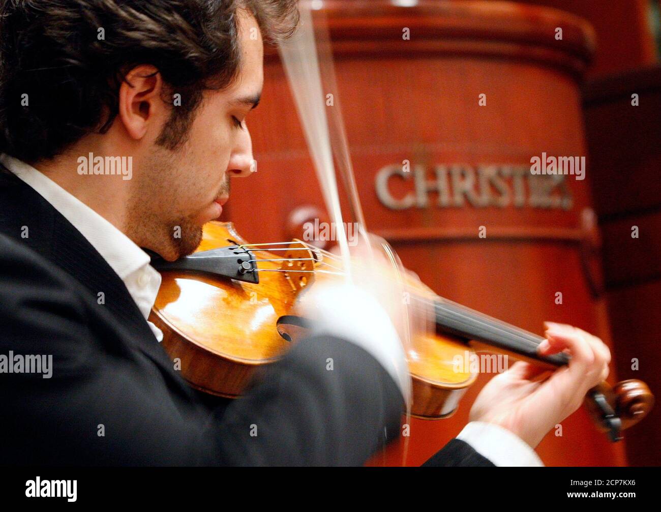 Musician Jesus Reina plays a Stradivarius violin known as 