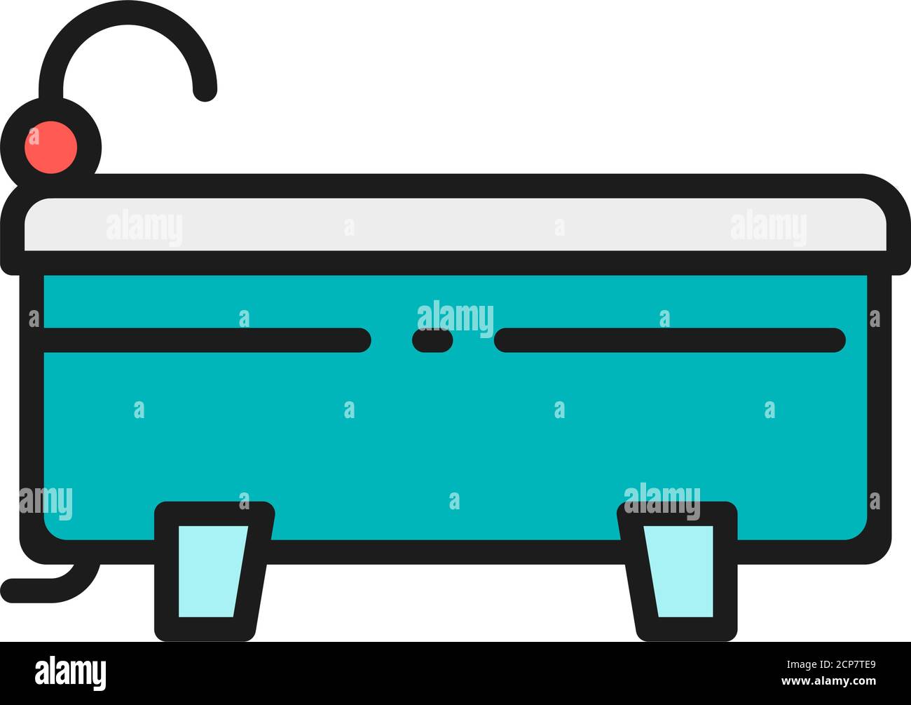 Vector bath, bathtub flat color line icon. Stock Vector