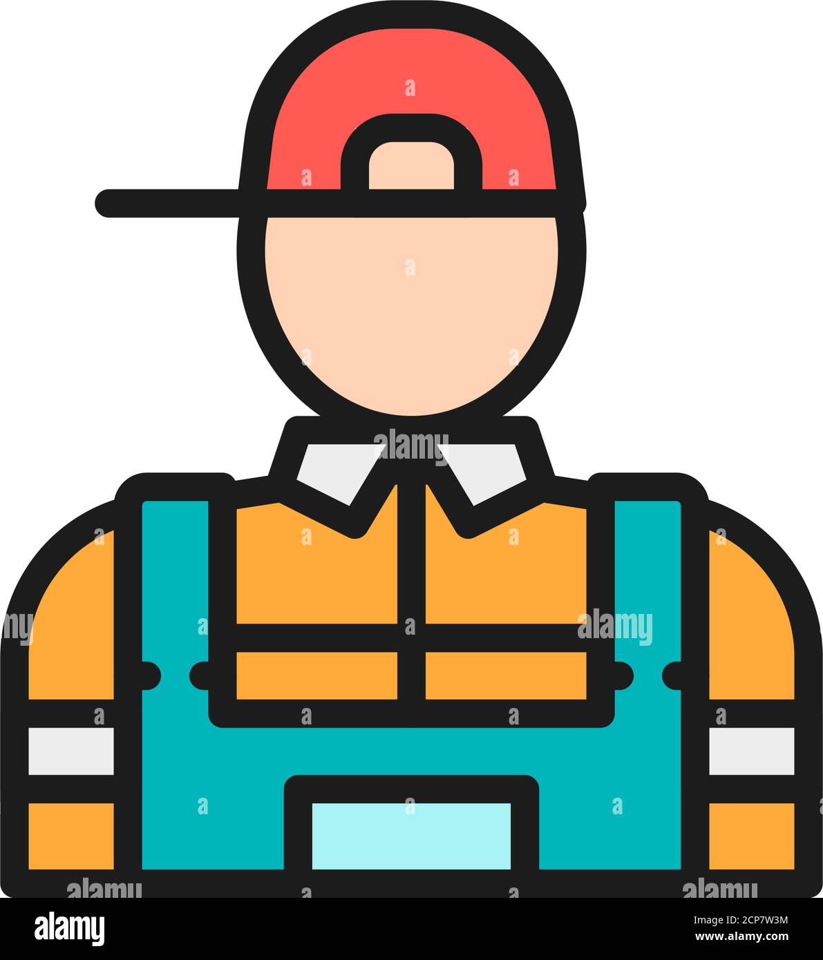 Vector plumber, mechanic flat color line icon. Stock Vector