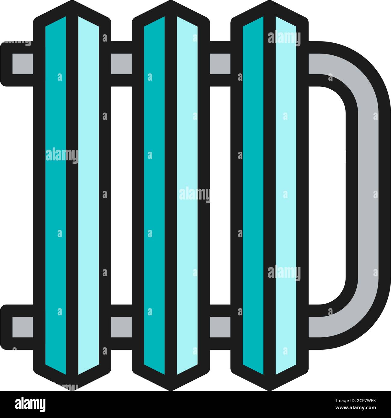 Central heating battery flat color line icon. Stock Vector