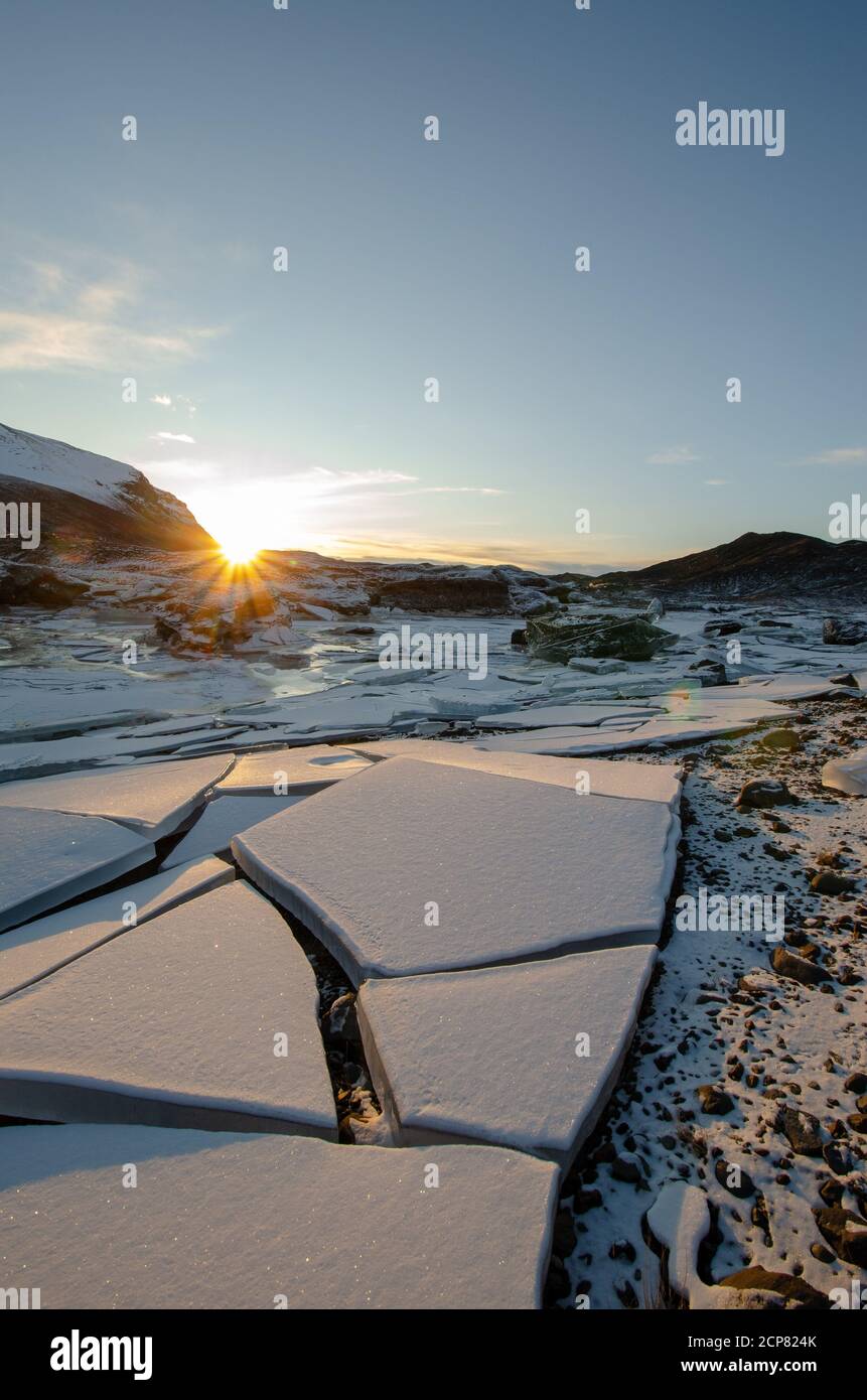 Sunrise over Glacier Ice Sheet Stock Photo - Alamy