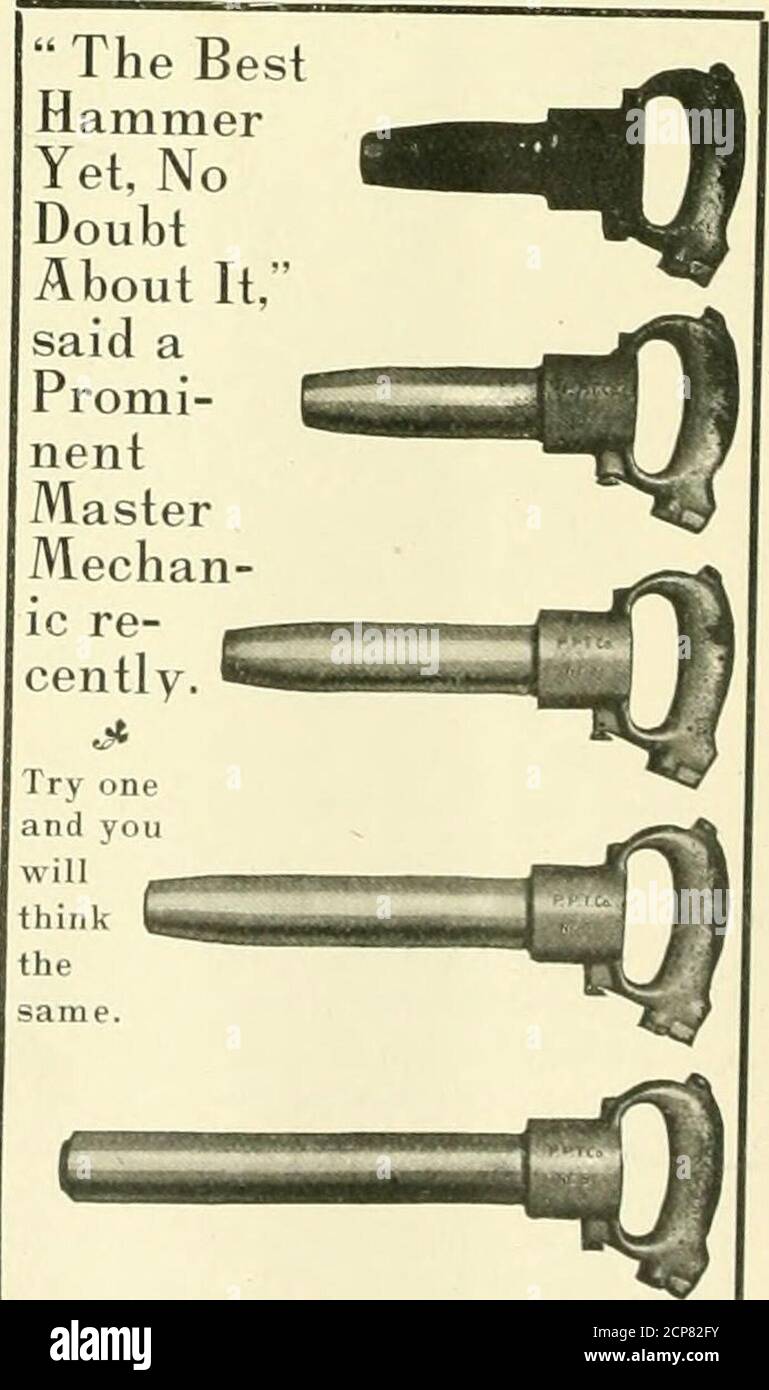 . Locomotive engineering : a practical journal of railway motive power and rolling stock . okestack, least diameter—17 inches. Smokestack, greatest diameter—iinches. Smokestack, height above smokebox-33 inches. to TENDER. Tank capacity—7,500 gallons of water.14 tons of coal. Type of under frame—steel channels. Diameter of truck wheels—33 inches. Diameter and length of axle journal—514 X 10 inches. Length of frame over bumpers—25 feet. Length of tank—23 feet 6/, inches. Width of tank—9 feet 10^ inches. Height of tank, including collar—81inches. M. C. B. coupler and Westinghousefriction draft ge Stock Photo