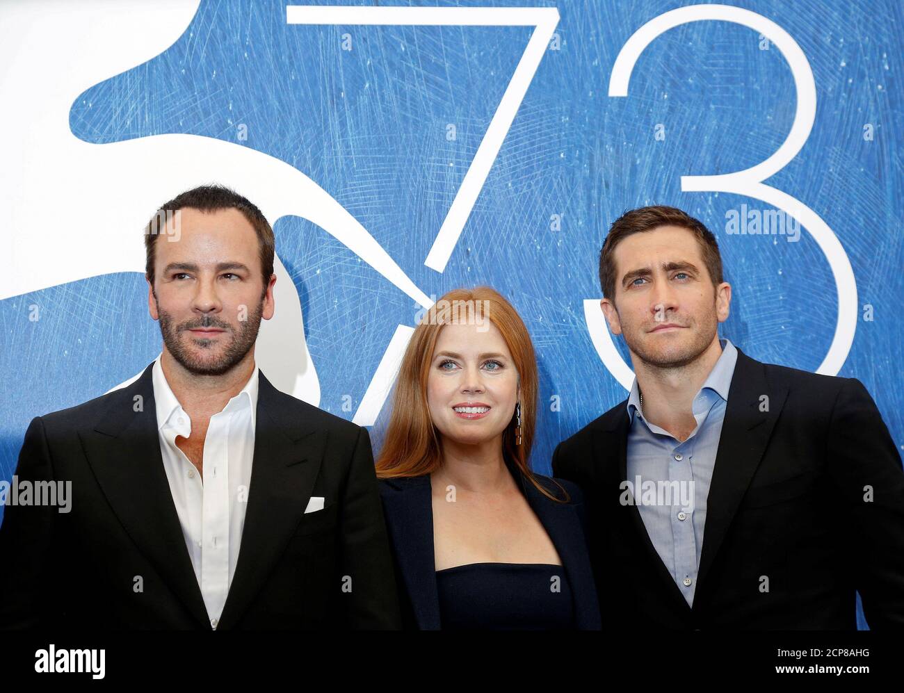 Director Tom Ford (L), actress Amy Adams (C), and actor Jake Gyllenhaal  attend the photocall for the movie "Nocturnal Animals" at the 73rd Venice  Film Festival in Venice, Italy September 2, 2016.